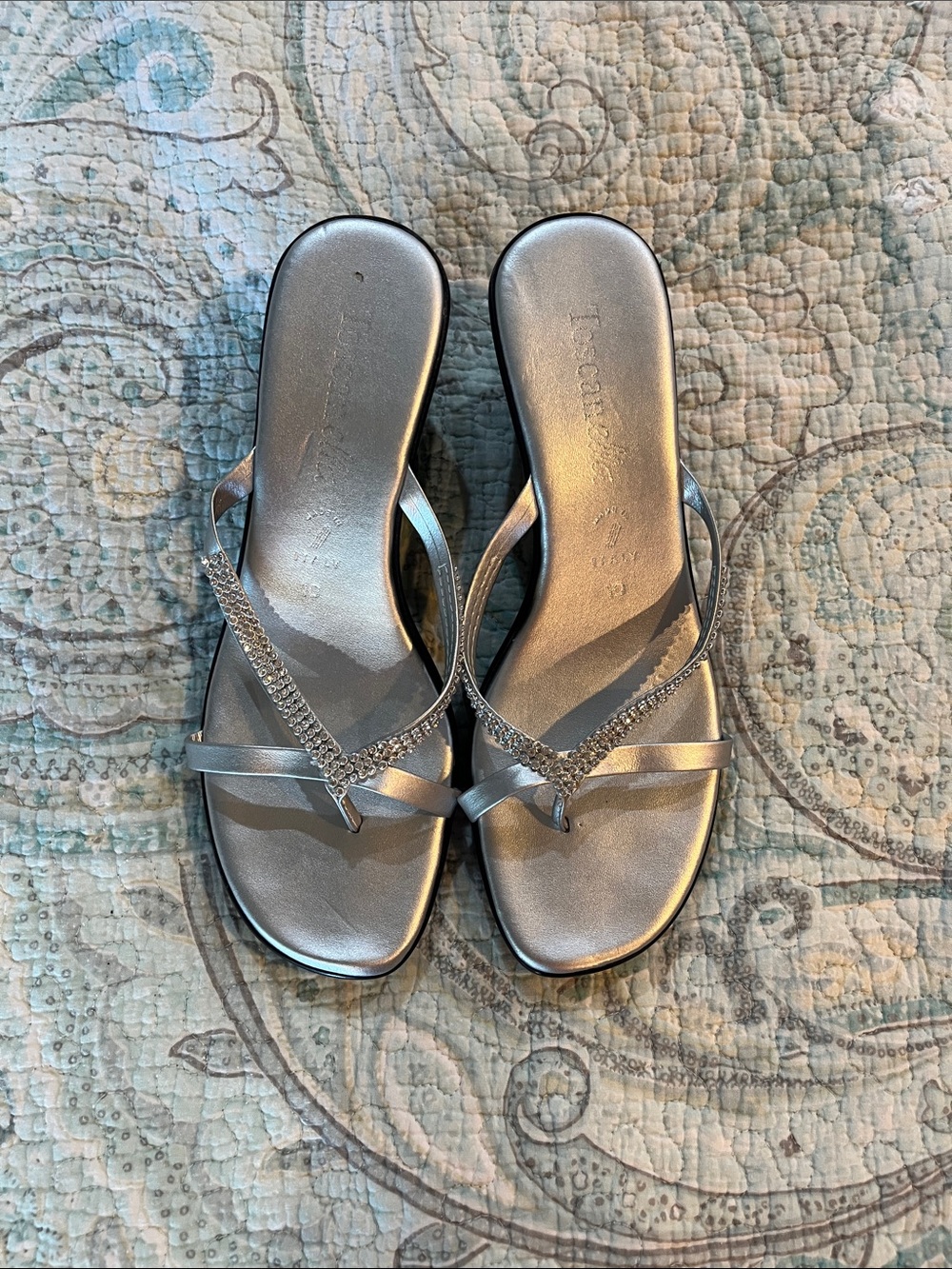 Tuscanella Silver T-Strap Heels